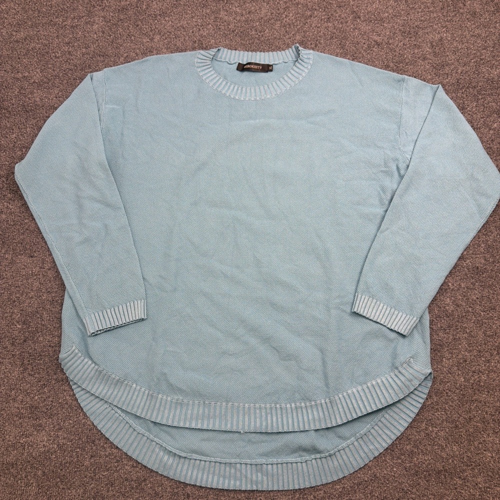 Merokeety Womens Long Sleeve Crew Neck Pullover Sweater Size XL Blue Viscose